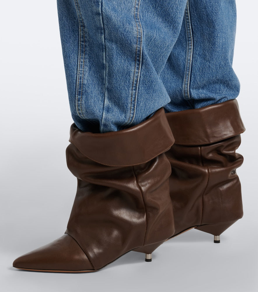 Isabel Marant Edrik leather ankle boots (Brown) - Mid Heel Boots