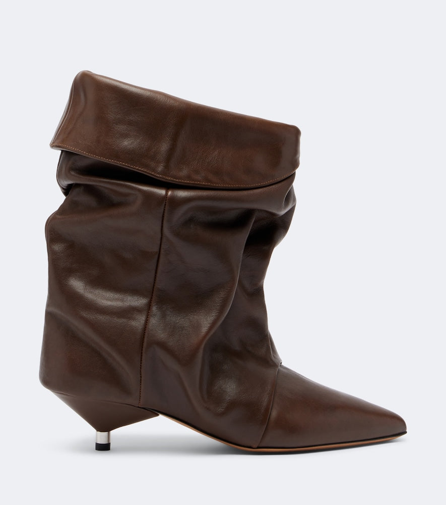 Isabel Marant Edrik leather ankle boots (Brown) - Mid Heel Boots