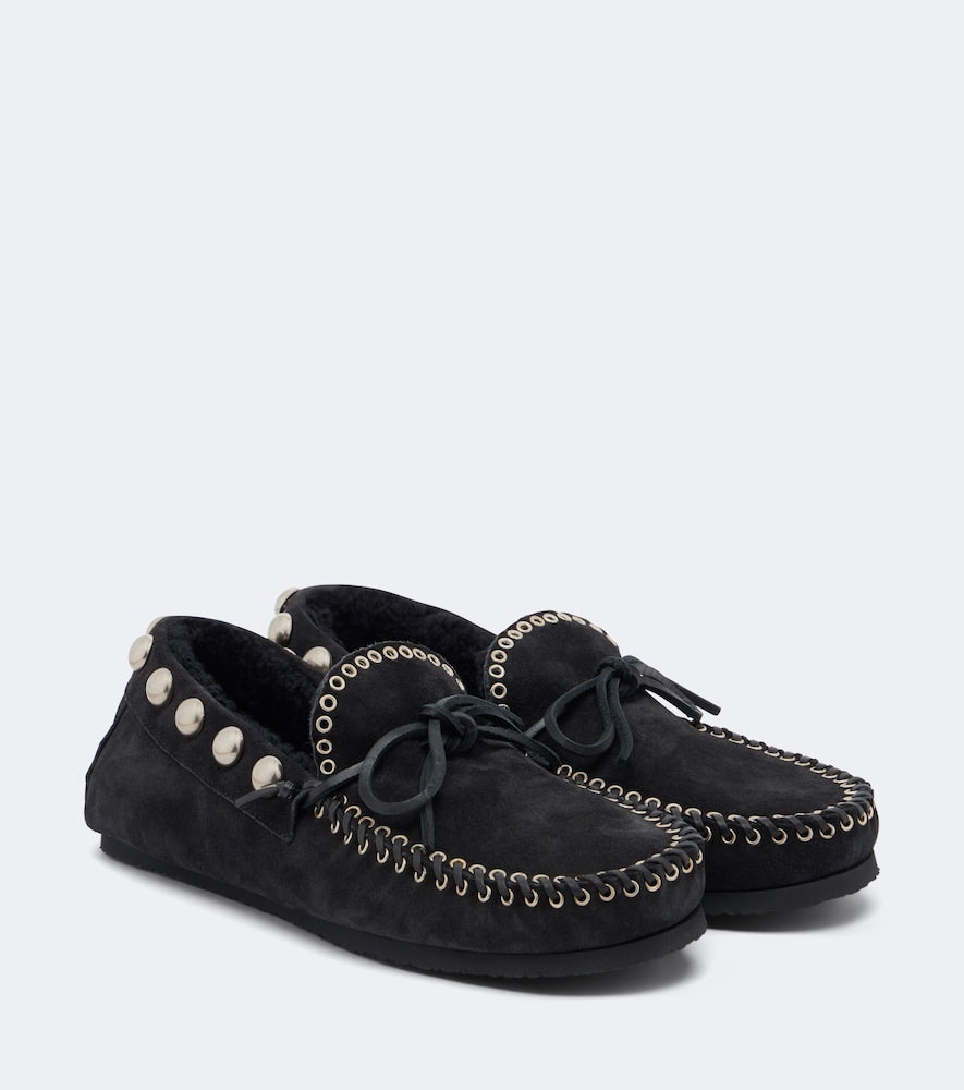 Isabel Marant Fitza shearling-lined suede loafers in Black - Loafers