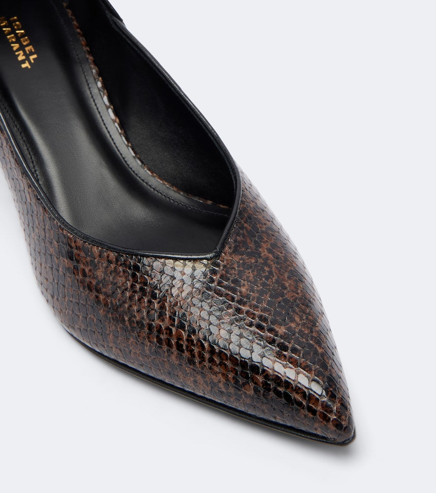 Brown Isabel Marant Pamely snake-effect leather pumps - Mid Heel Pumps