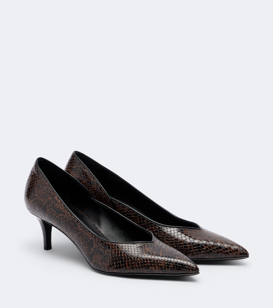 Brown Isabel Marant Pamely snake-effect leather pumps - Mid Heel Pumps