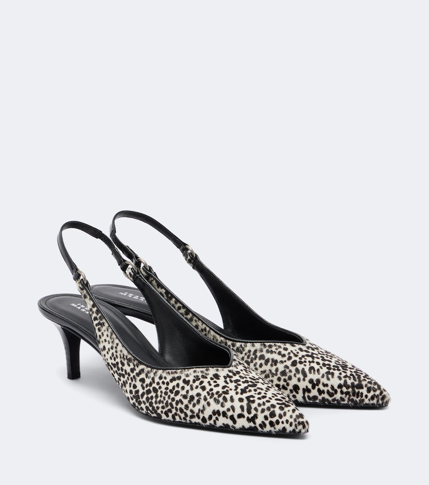 White Isabel Marant Polyn calf hair slingback pumps - Mid Heel Pumps