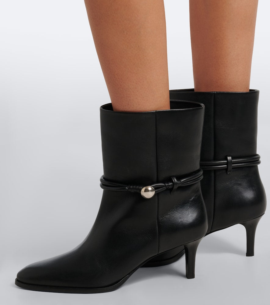 Isabel Marant Telsa embellished leather ankle boots in Black - Mid Heels