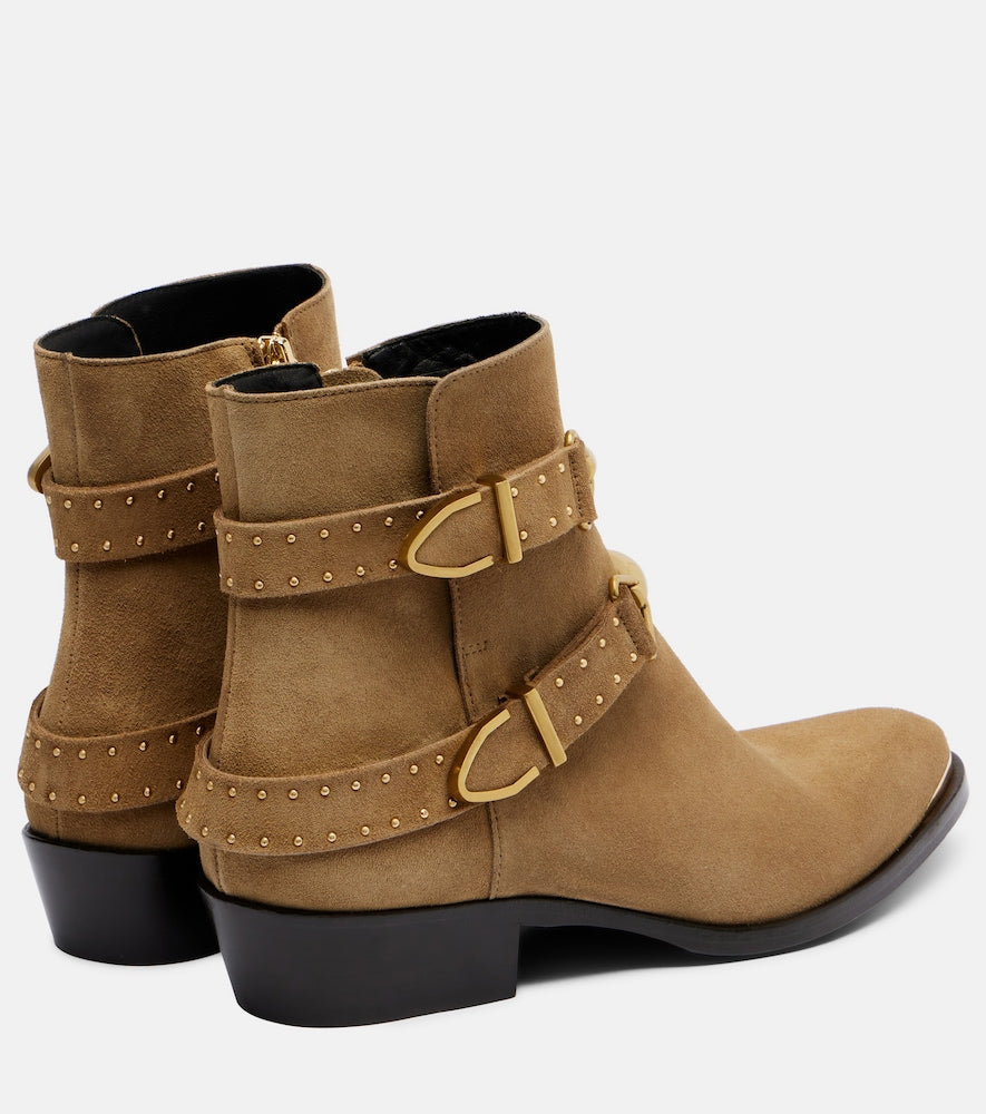 Isabel Marant Zalya suede ankle boots - Beige Flat Boots