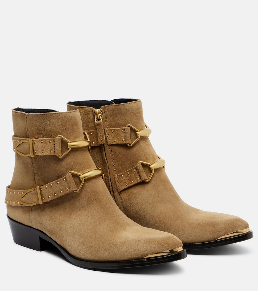Isabel Marant Zalya suede ankle boots - Beige Flat Boots