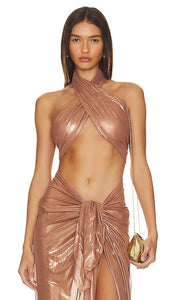 JADE SWIM Anya Wrap Bikini Top in Tan - JADE SWIM Haut de bikini portefeuille Anya en beige - JADE SWIM Anya 黄褐色裹身比基尼上衣 - JADE SWIM Anya Wickel-Bikinioberteil in Hellbraun - JADE SWIM 안야 랩 비키니 탑 in Tan - JADE SWIM Top bikini avvolgente Anya color marrone chiaro