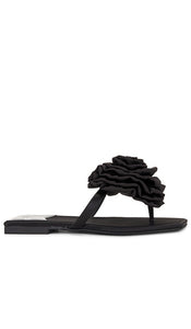 Jeffrey Campbell Perennial Sandal in Black | Black Satin Flat Sandals for Women