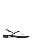 Jeffrey Campbell 1 Chance Sandal in Black | Black Matte & Silver Sling Back Flats for Women