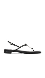 Jeffrey Campbell 1 Chance Sandal in Black | Black Matte & Silver Sling Back Flats for Women