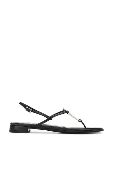 Jeffrey Campbell 1 Chance Sandal in Black | Black Matte & Silver Sling Back Flats for Women
