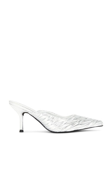 Jeffrey Campbell Copin Mule in Metallic Silver | Silver Pump Heels for Women