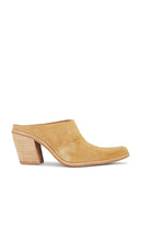Jeffrey Campbell Hold Em in Tan | Beige Suede Natural Stack Closed Toe Mules for Women