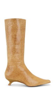 Jeffrey Campbell No-Space Boots in Beige | Yellow Distressed Heeled Boots for Women