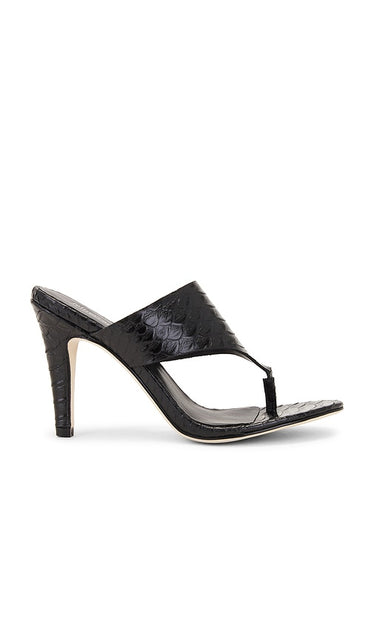 Jeffrey Campbell Azula Mule in Black | Black Snake Open Toe Mules for Women