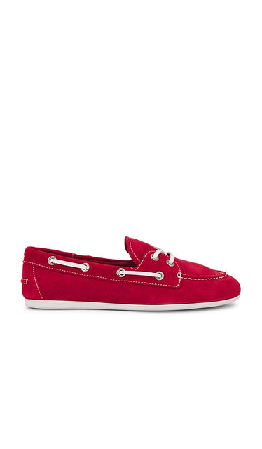 Jeffrey Campbell Boast Flat in Red | Red Suede White Loafers & Oxfords Flats for Women