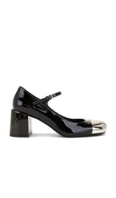 Jeffrey Campbell Spinnet Pump in Black | Black Patent Silver Combo Mary Jane Heels for Women