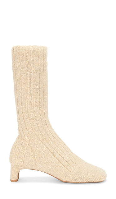 Jeffrey Campbell Fitted Boots in Cream | Buff Knee-High Boots for Women