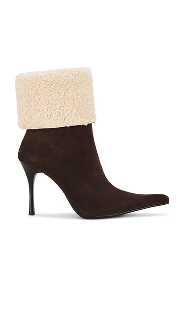 Jeffrey Campbell Burr Boot in Brown | Brown Suede Combo Heeled Boots for Women