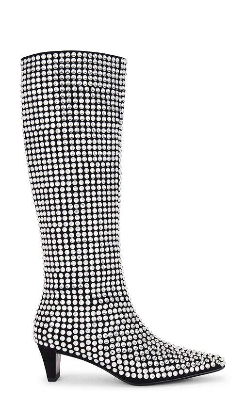 Jeffrey Campbell Outwest-KJ Boot in Black | Black Suede Silver Heeled Boots for Women