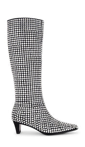 Jeffrey Campbell Outwest-KJ Boot in Black | Black Suede Silver Heeled Boots for Women