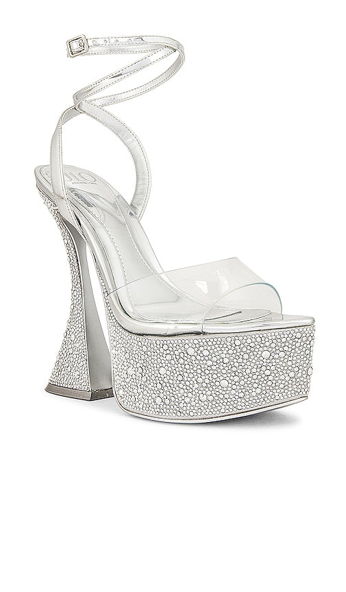 JLO Jennifer Lopez x REVOLVE Beverly Platform Heel in Metallic Silver
