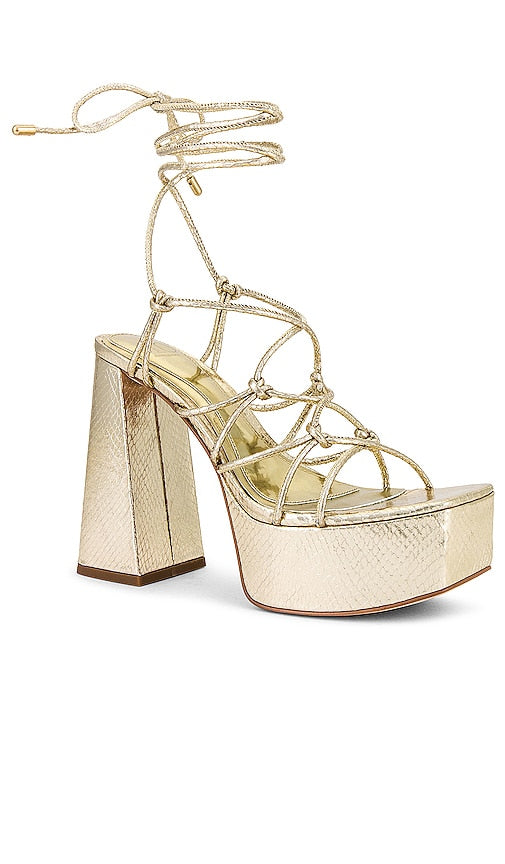 JLO Jennifer Lopez x REVOLVE Hendrix Sandal in Metallic Gold