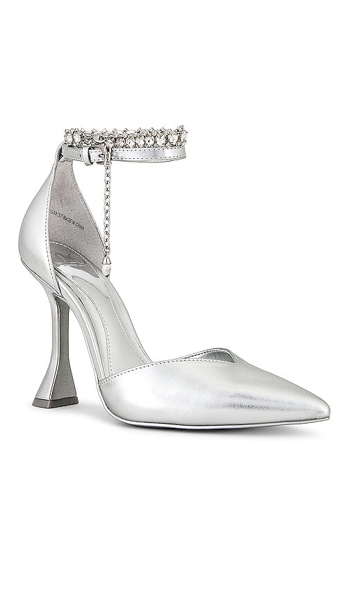 JLO Jennifer Lopez x REVOLVE Madison Heels in Metallic Silver