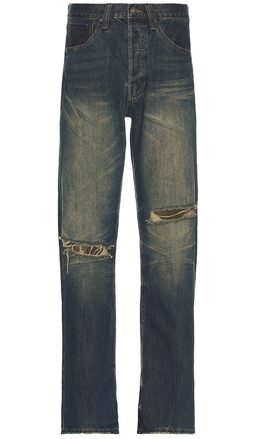 Jaded London Slub Straight Fit Jean in Blue