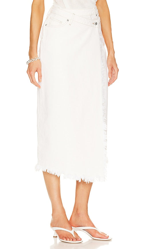 JONATHAN SIMKHAI STANDARD Piper Denim Midi Skirt in Cream