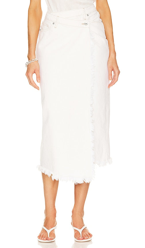 JONATHAN SIMKHAI STANDARD Piper Denim Midi Skirt in Cream - JONATHAN SIMKHAI STANDARD Jupe mi-longue en jean Piper en crème - JONATHAN SIMKHAI STANDARD Piper 奶油色牛仔中长裙 - JONATHAN SIMKHAI STANDARD Piper Denim Midirock in Creme - JONATHAN SIMKHAI STANDARD 파이퍼 데님 미디 스커트 - JONATHAN SIMKHAI STANDARD Gonna longuette in denim Piper color crema