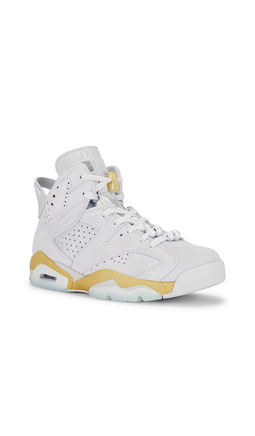 Jordan Air Jordan 6 Retro Sneaker in Metallic Gold, yellow,white