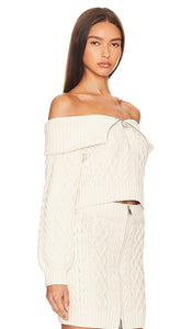 SIMKHAI Salma Off Shoulder Pullover in Ivory