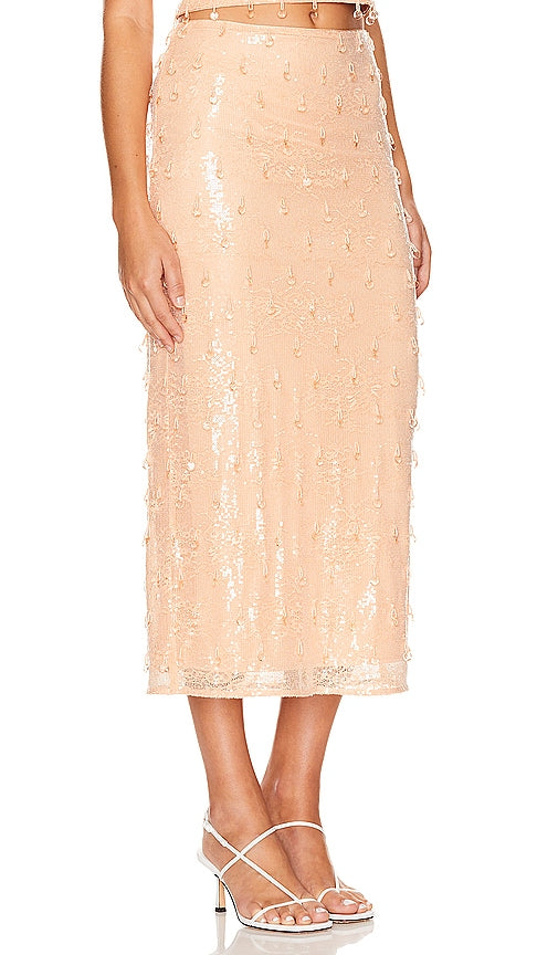 SIMKHAI Finnegan Midi Skirt in Peach