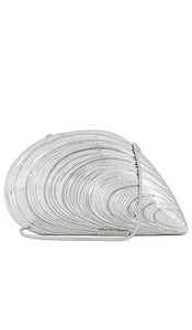 SIMKHAI Bridget Oyster Shell Clutch in Metallic Silver