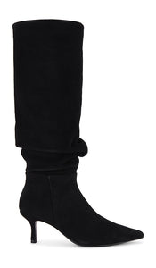 SIMKHAI Jordi Suede Slouch Boot in Black | Black Heeled Boots for Women