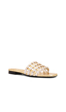 SIMKHAI Rivet Flat Sandal in Metallic Silver