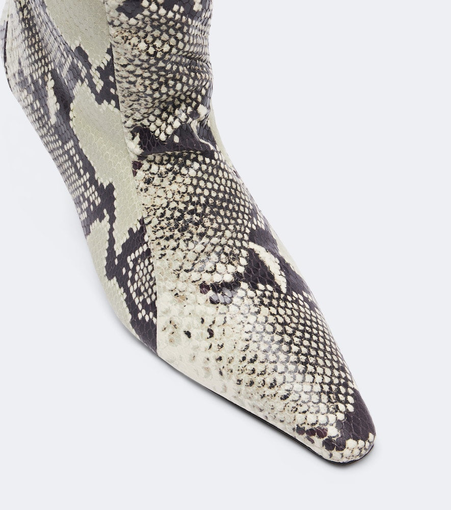 JUDE Cave snake-effect leather mid-calf boots in Beige - Mid Heels