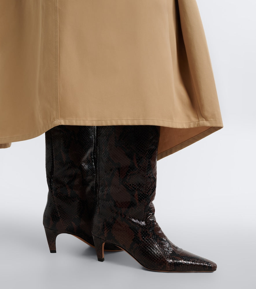Brown JUDE Cave snake-effect leather mid-calf boots - Mid Heels