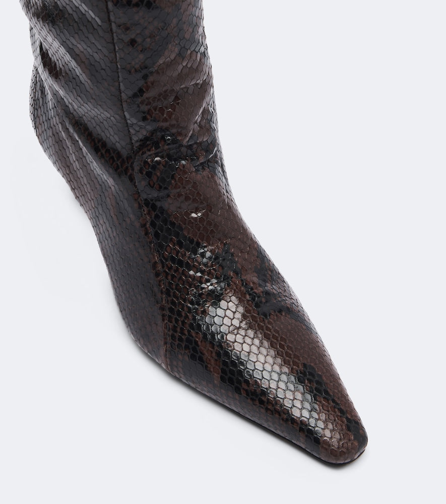 Brown JUDE Cave snake-effect leather mid-calf boots - Mid Heels