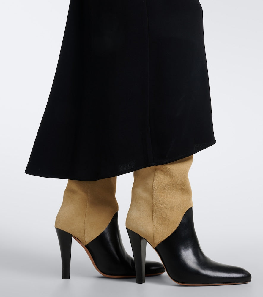 JUDE Edita leather and suede knee-high boots (Beige) - Knee-high Boots