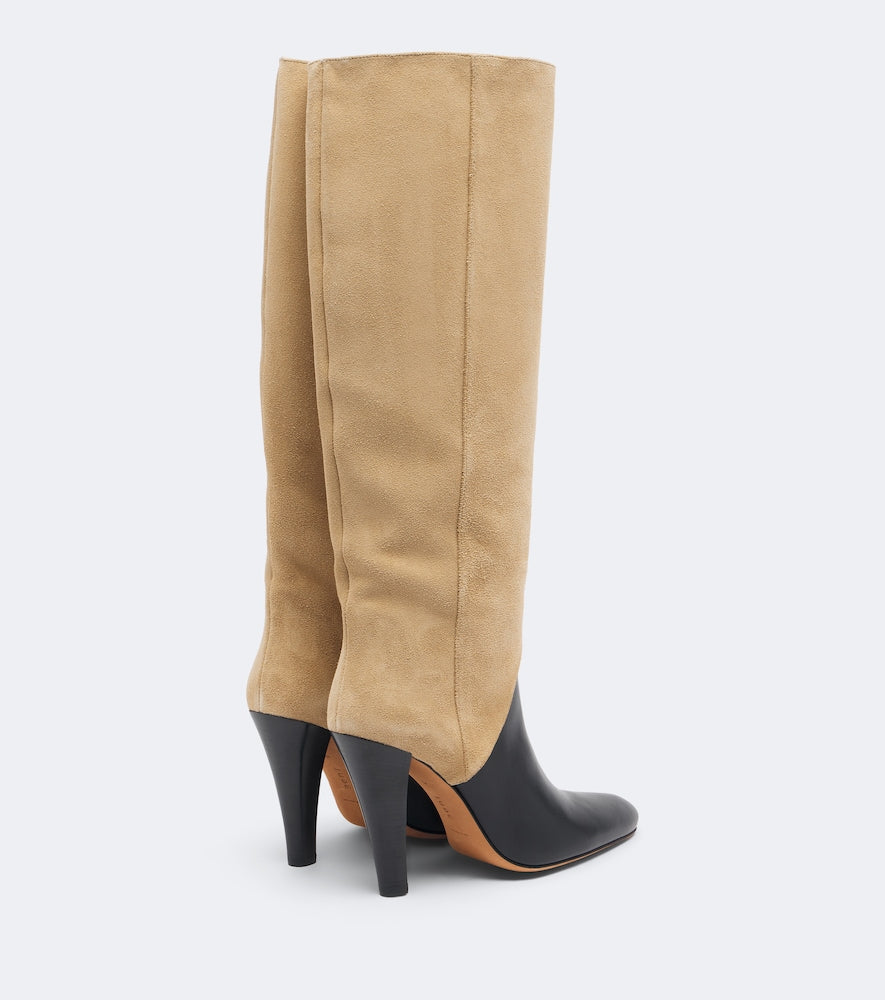 JUDE Edita leather and suede knee-high boots (Beige) - Knee-high Boots
