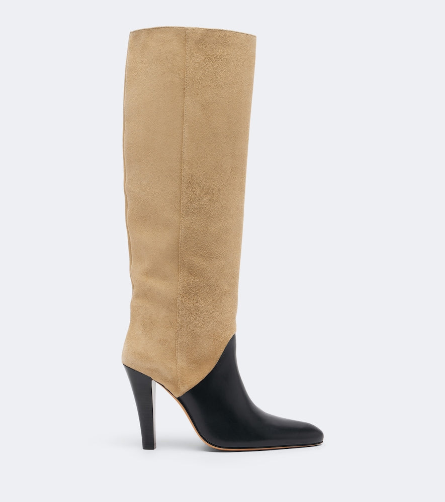 JUDE Edita leather and suede knee-high boots (Beige) - Knee-high Boots