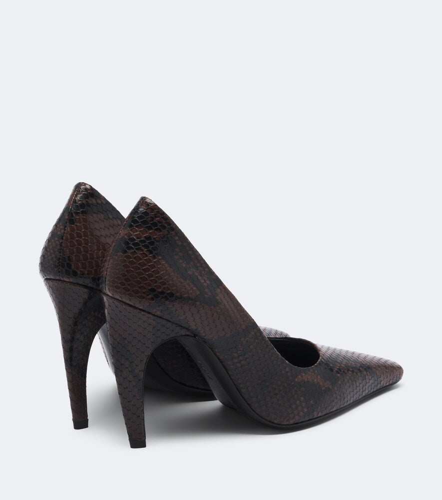 JUDE Fame snake-effect leather pumps - Brown High-Heel Pumps