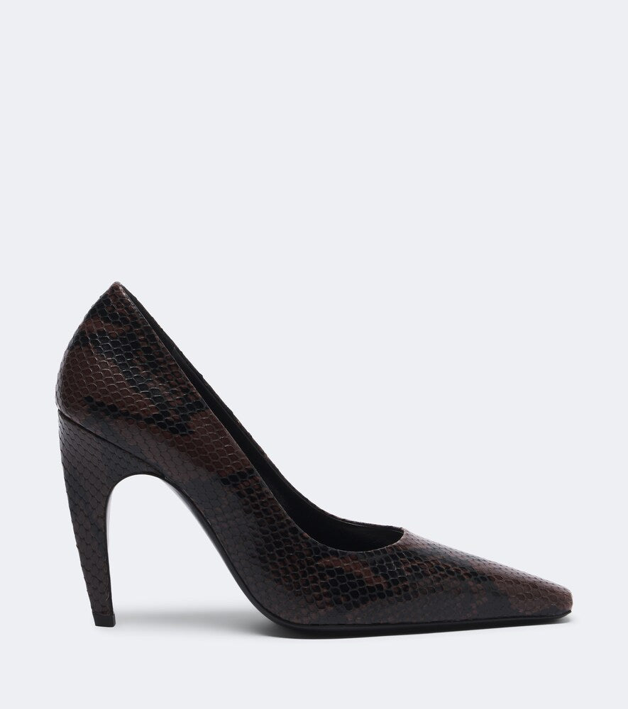 JUDE Fame snake-effect leather pumps - Brown High-Heel Pumps