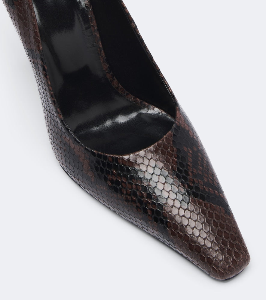 JUDE Fame snake-effect leather pumps - Brown High-Heel Pumps