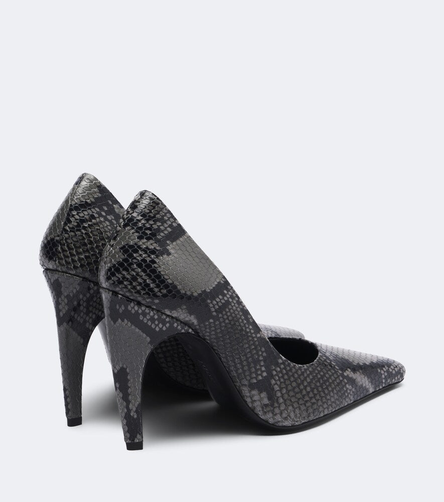 JUDE Fame snake-effect leather pumps in Grey - High-Heel Pumps