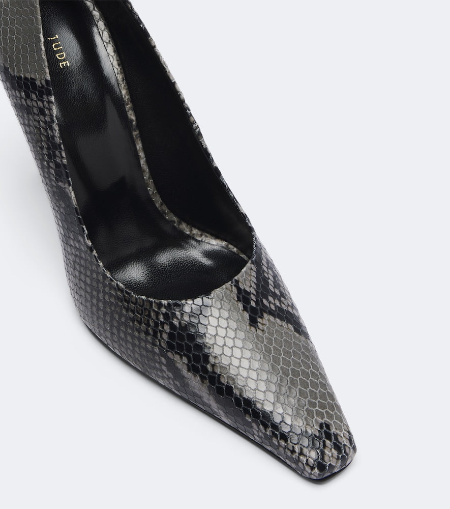 JUDE Fame snake-effect leather pumps in Grey - High-Heel Pumps