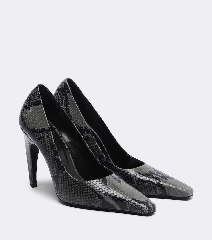 JUDE Fame snake-effect leather pumps in Grey - High-Heel Pumps