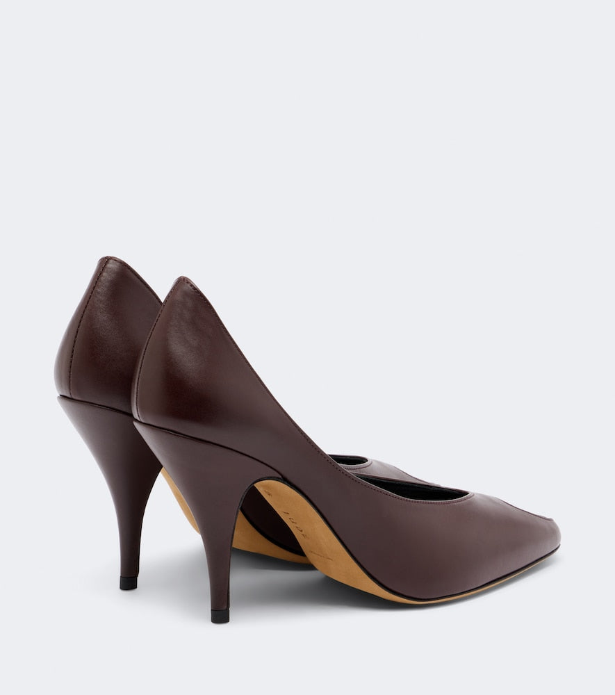 JUDE Icon leather peep-toe pumps - Burgundy High-Heel Pumps