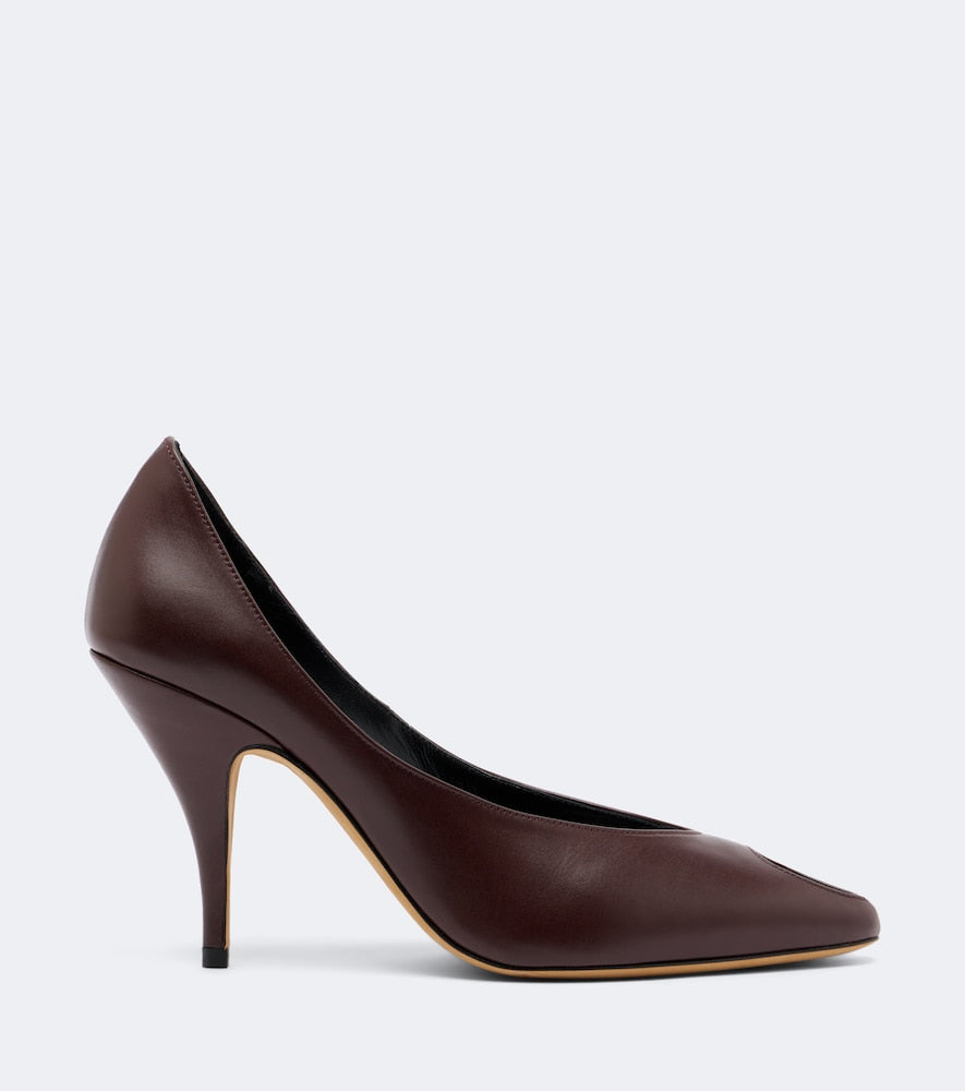 JUDE Icon leather peep-toe pumps - Burgundy High-Heel Pumps